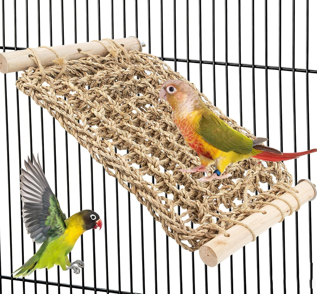 Bird Cage Accessories Seagrass Mat Climbing Ladder with Perch 13x7