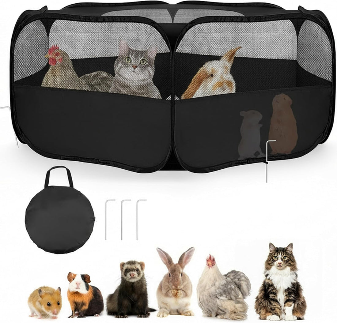 Small Animal Playpen with Mesh Cover & Waterproof Bottom Cat Tent