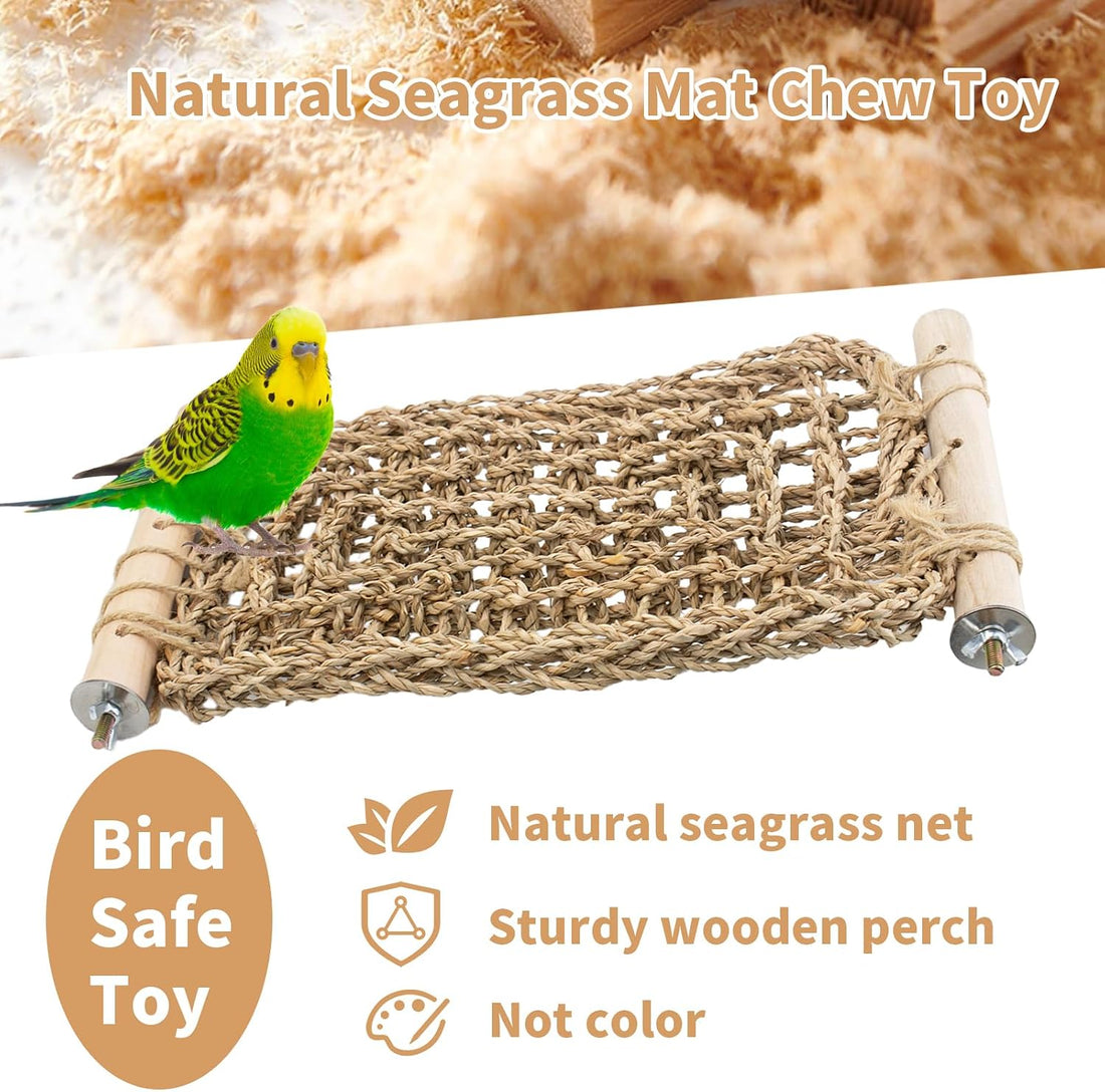 Bird Cage Accessories Seagrass Mat Climbing Ladder with Perch 13x7