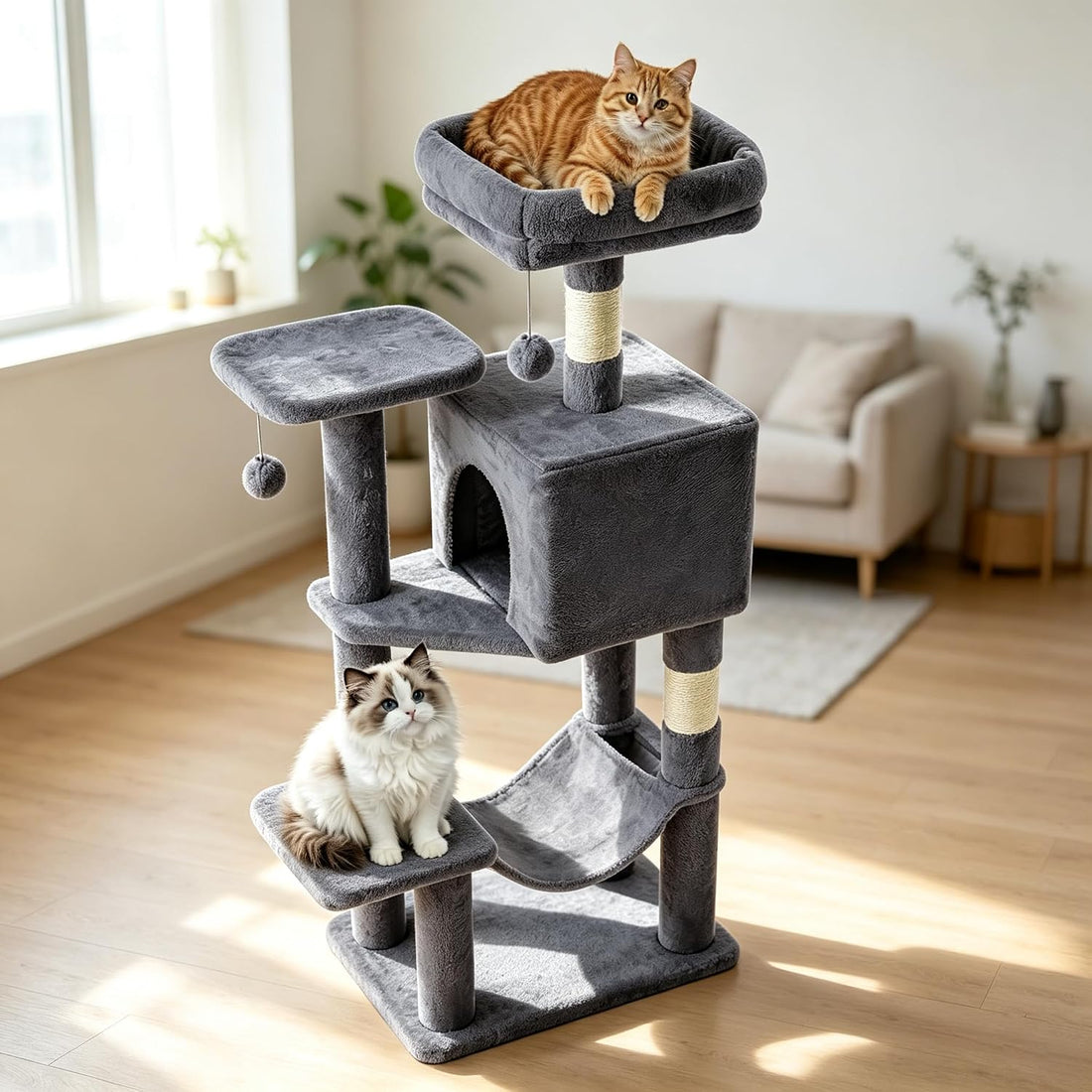 DUMOS 54-inch Cat Tree Tower with Scratching Posts, Indoor Use