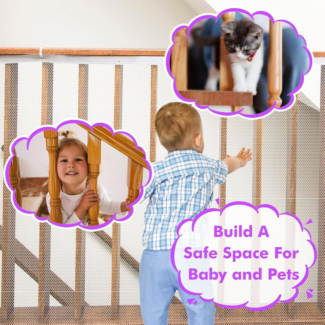 TUPI Banister Guard for Baby and Pet,Ultra-Fine Mesh for Balcony