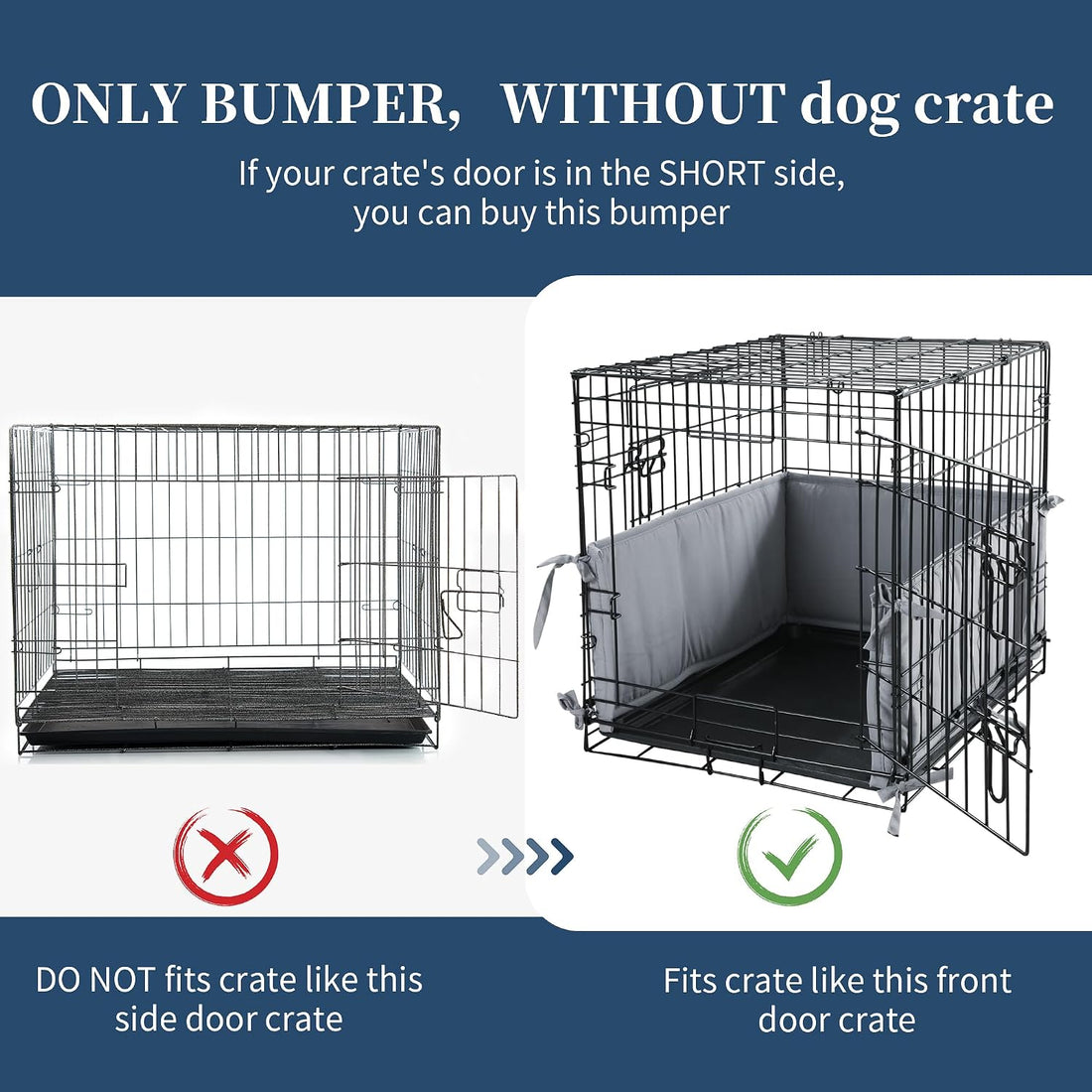 Hombys Dog Crate Bumper with Ties - Soft Crate Accessory -Kennel Cover