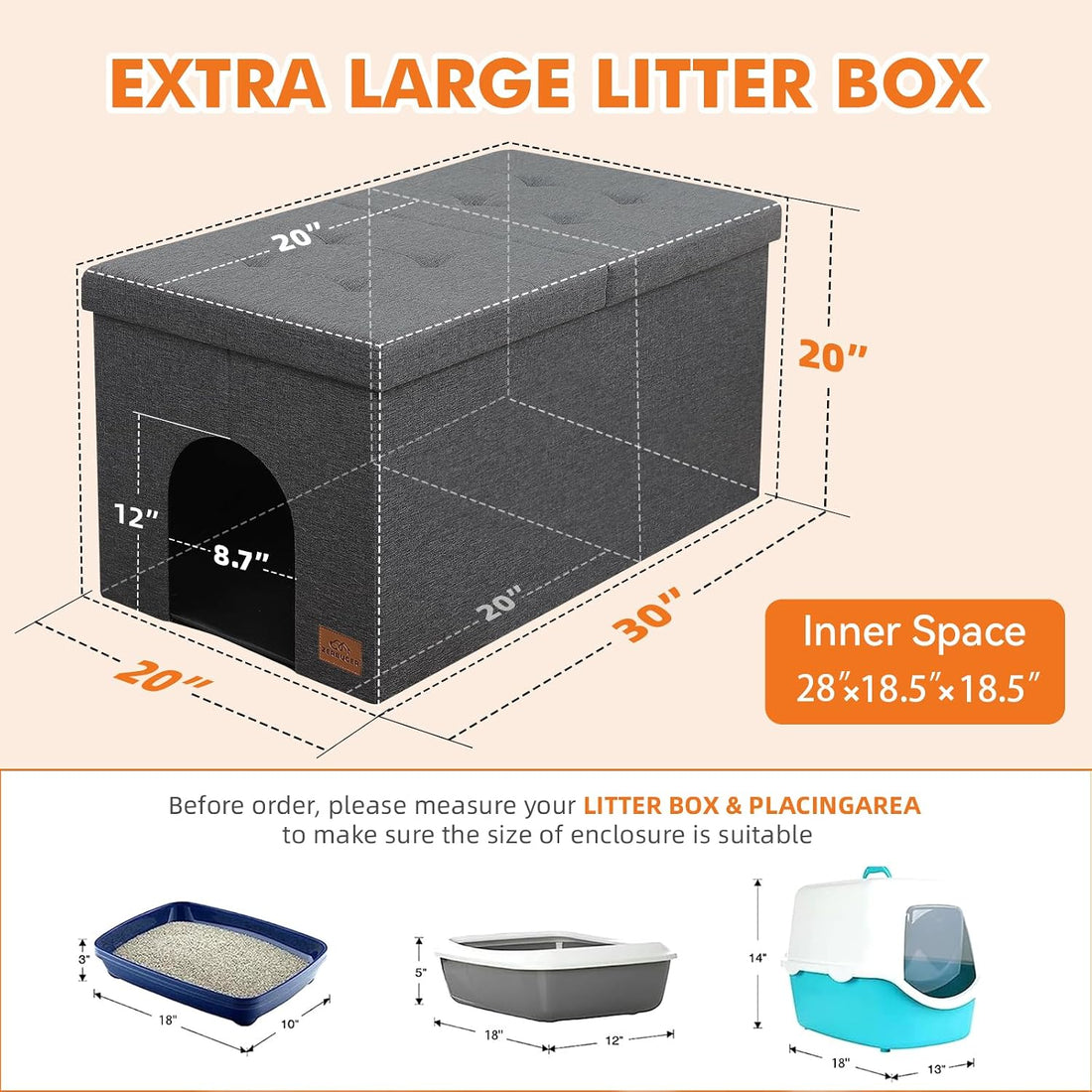 Zerbuger Cat Litter Box Enclosure Furniture for Odor Control