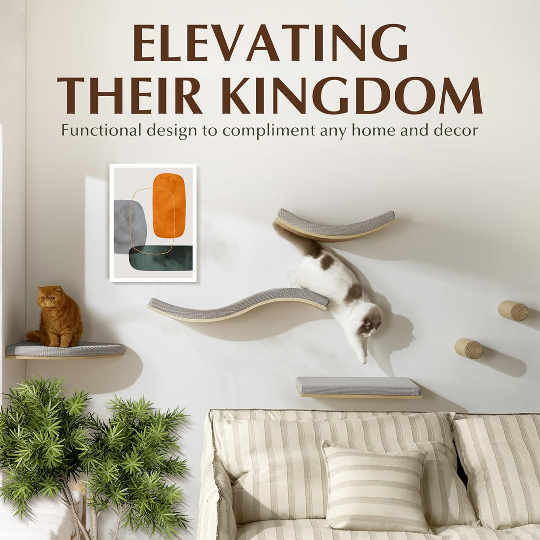 Extra Large 23.6”x12.6” CALLICO HAVEN- Stylish Cat Wall Shelves