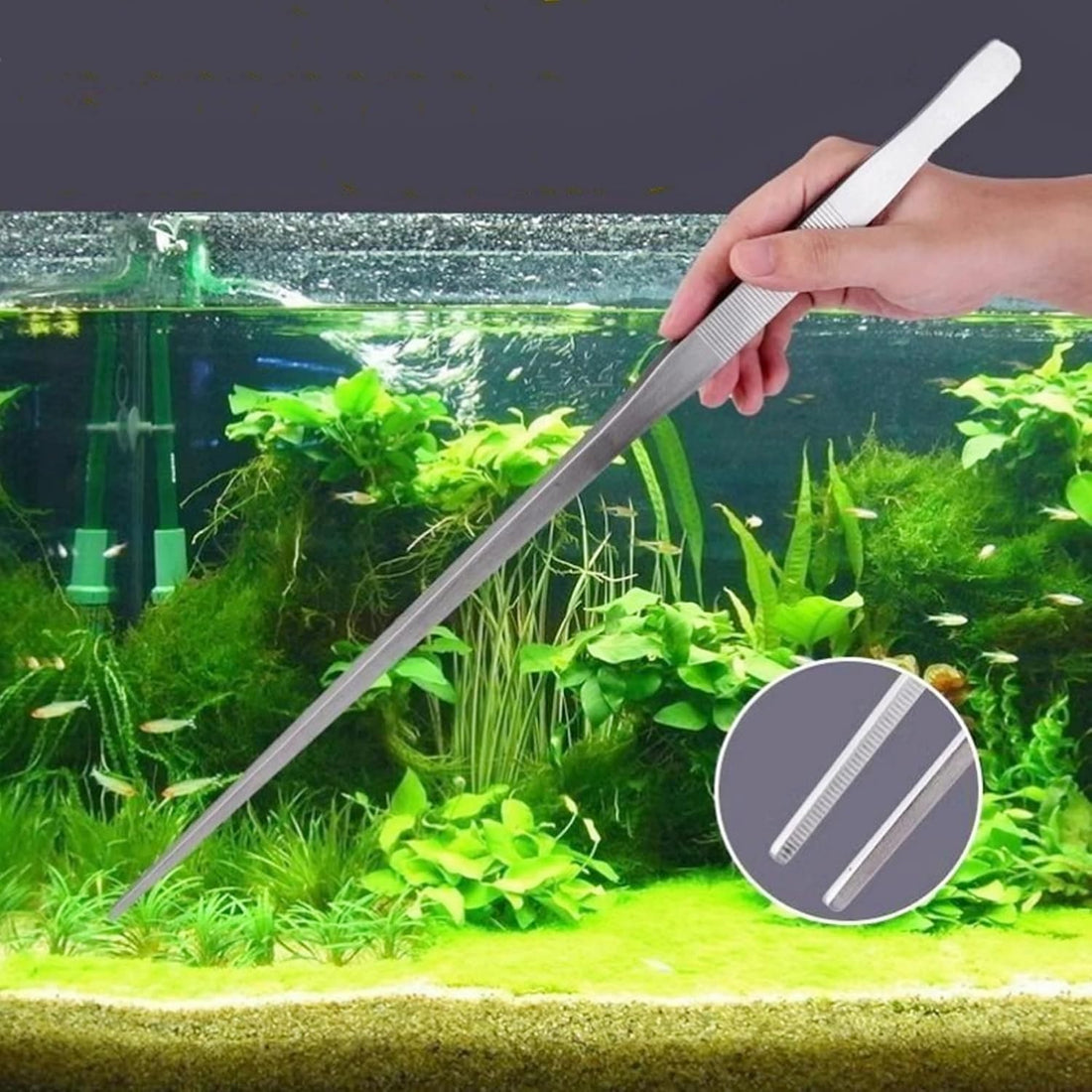 2Pcs set of aquarium water grass tweezers, measuring 18 inches length