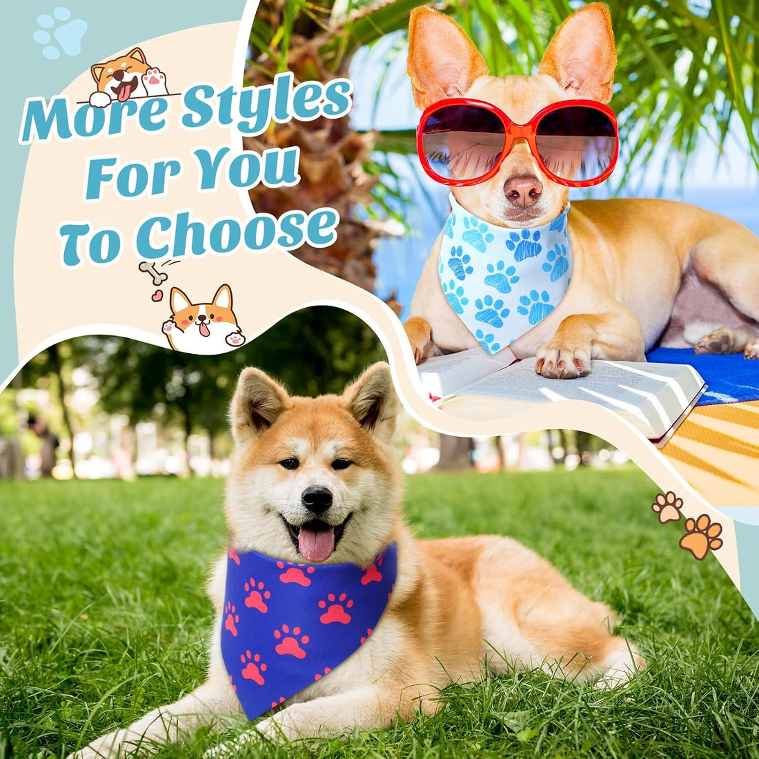 50 Pcs Halloween Dog Bandanas Bulk, Pumpkin Ghost Bat Skull Pattern