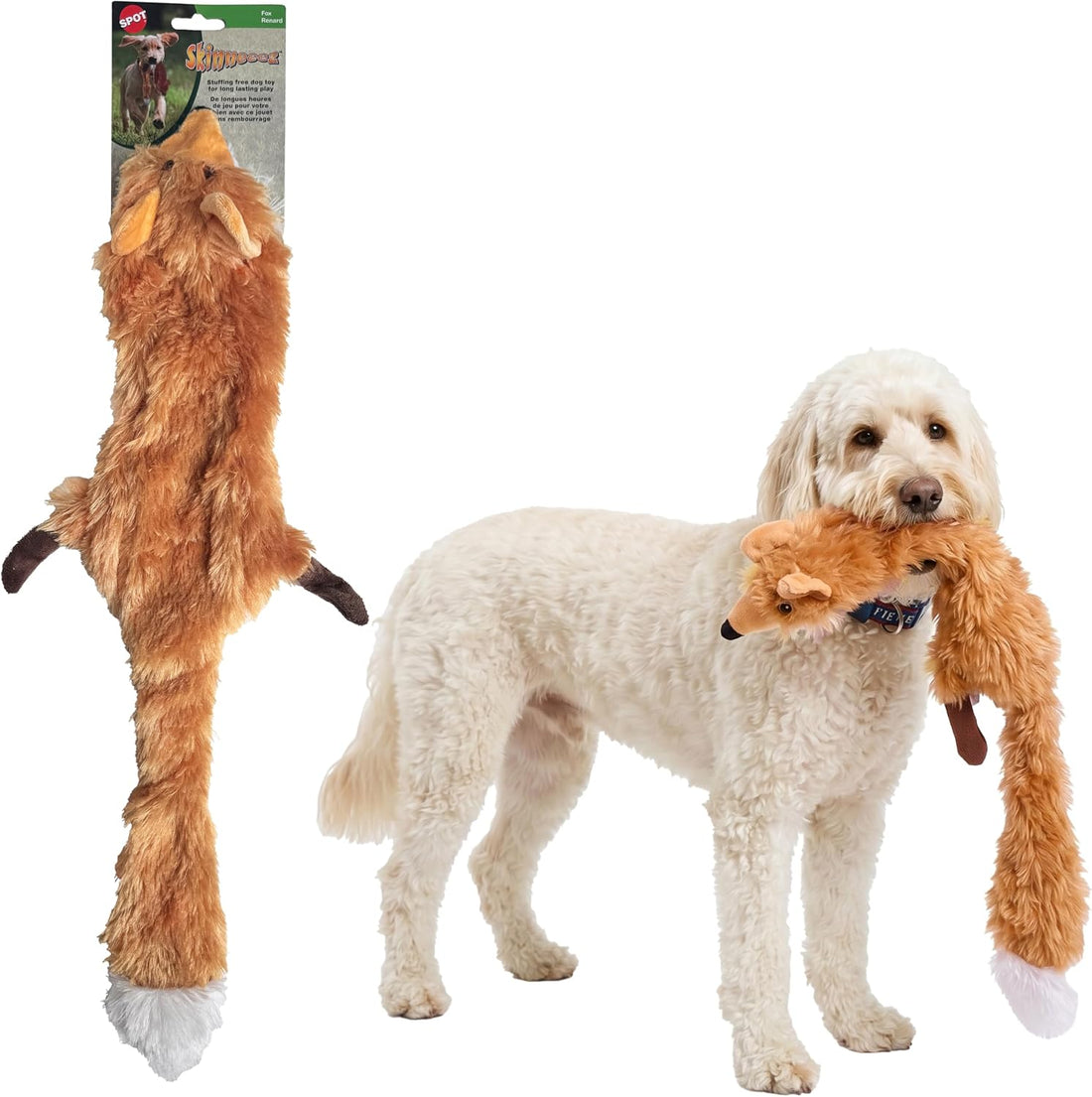 SPOT Skinneeez Fox 23-Inch Stuffing-Free Plush Dog Toy