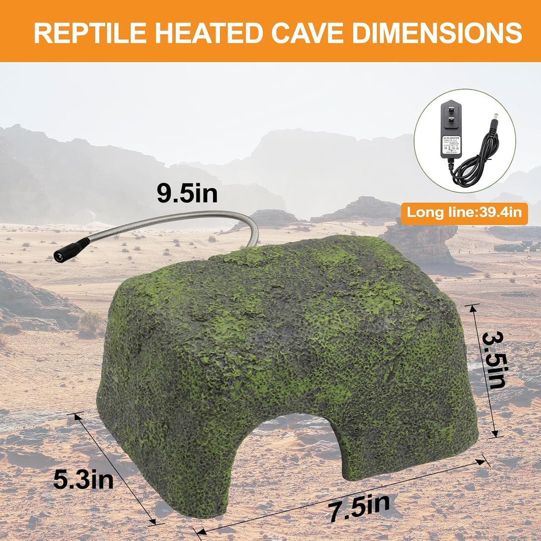 MECESOR Reptile Hide Cave with Heated Basking Platform