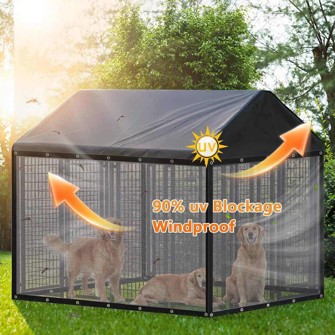 Outdoor Dog Kennel Side Shade Screen Only, Fits 8' x 4' x 6' Cage