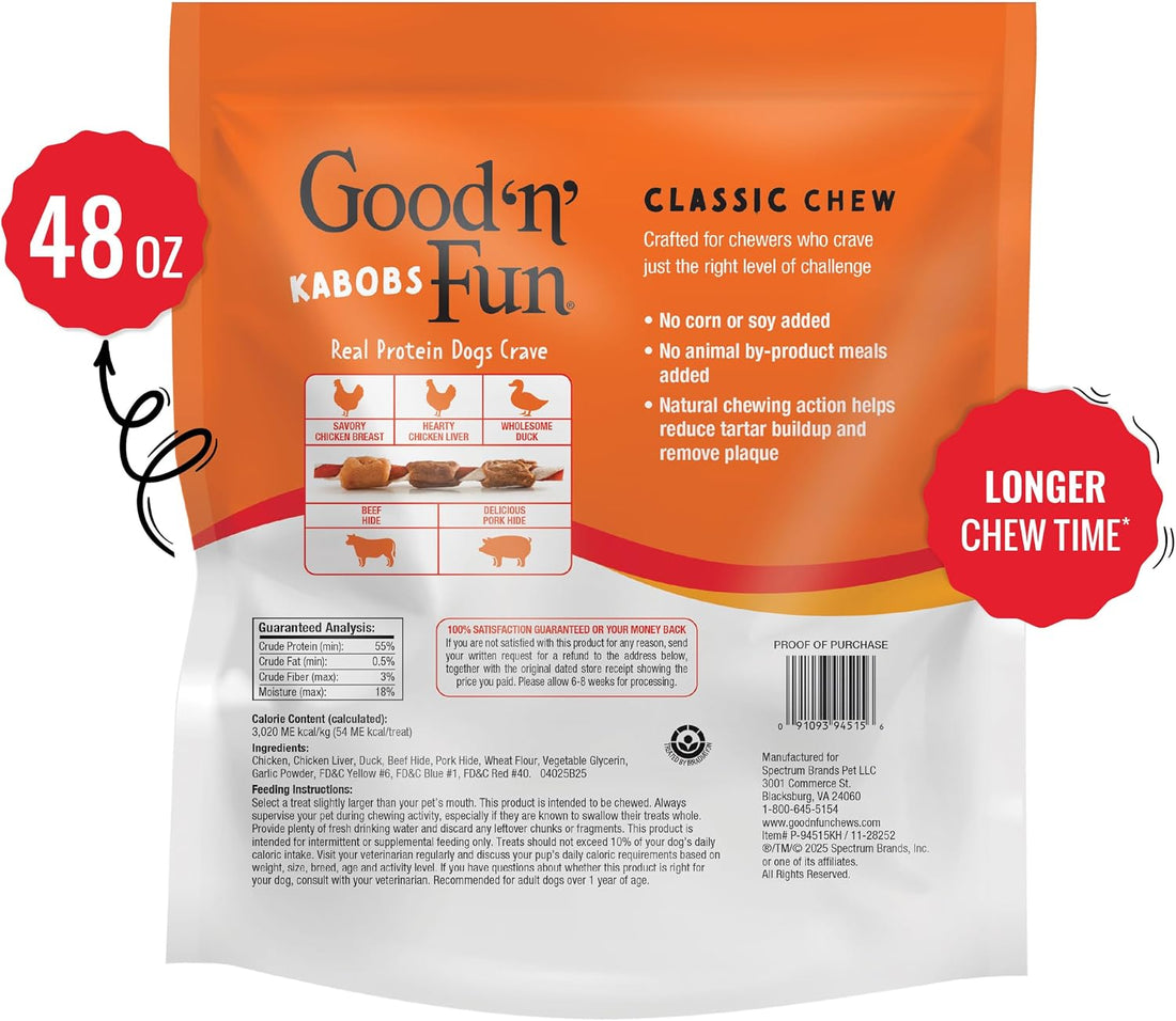Good 'n' Fun Kabobs Long-Lasting Dog Treat Made With Real Protein