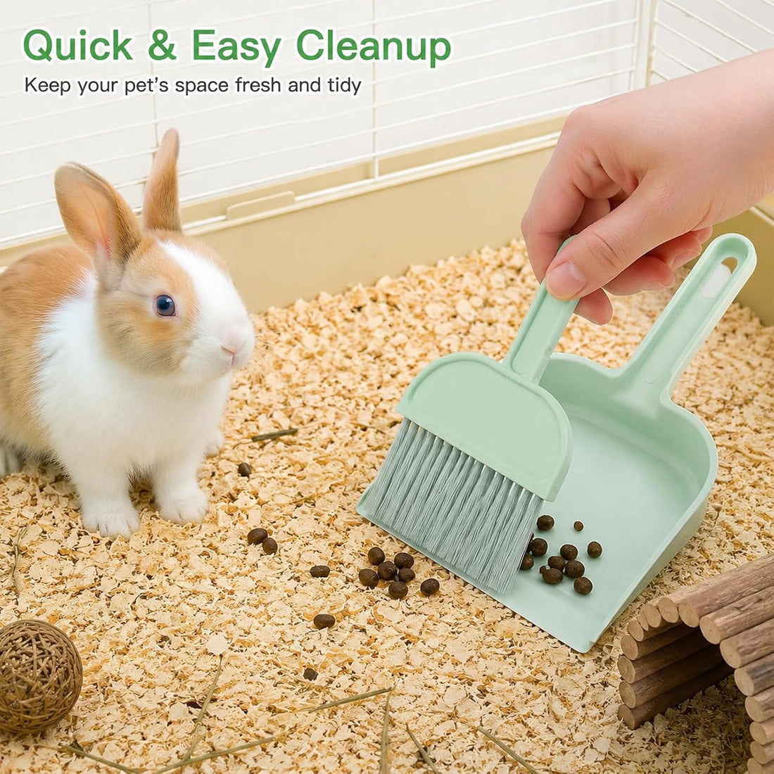 Cage Cleaner for Guinea Pigs Mint Green Mini Dustpan and Brush Set