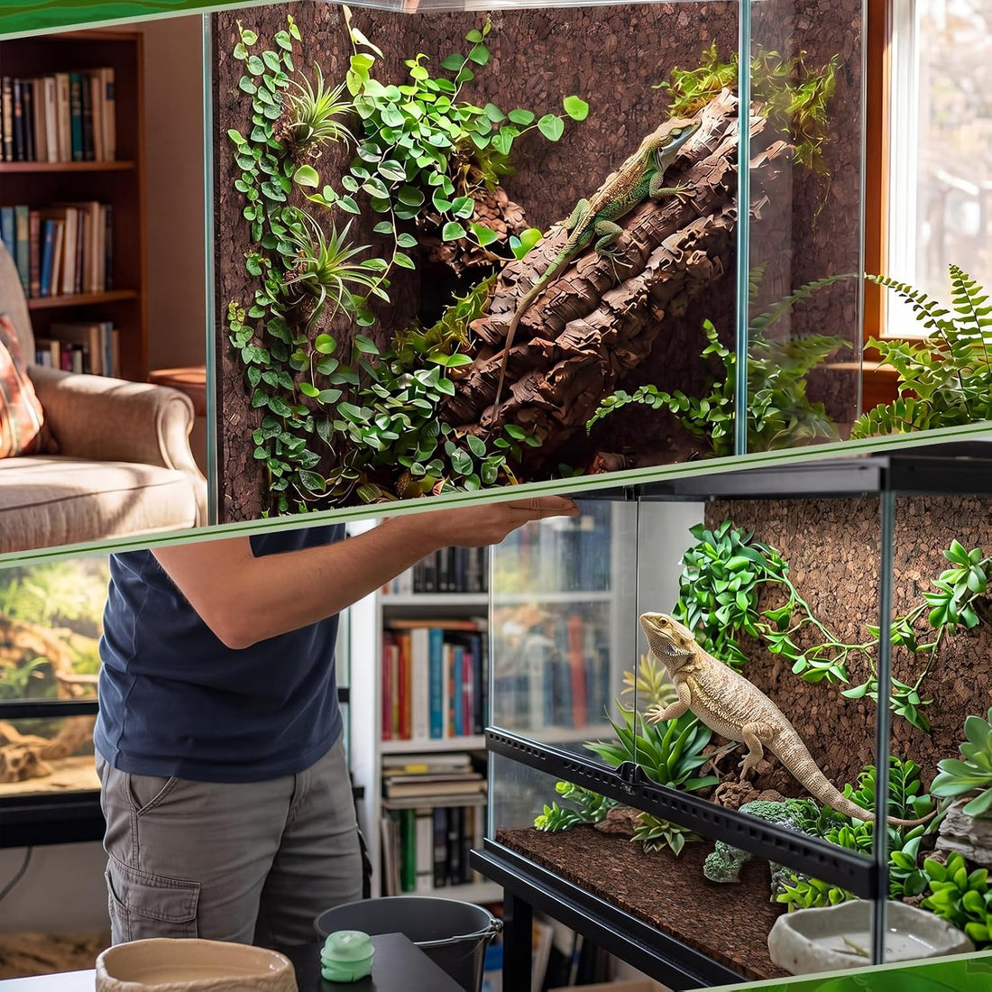 4 Pack Cork Terrarium Background, Natural Bark Climb Mat