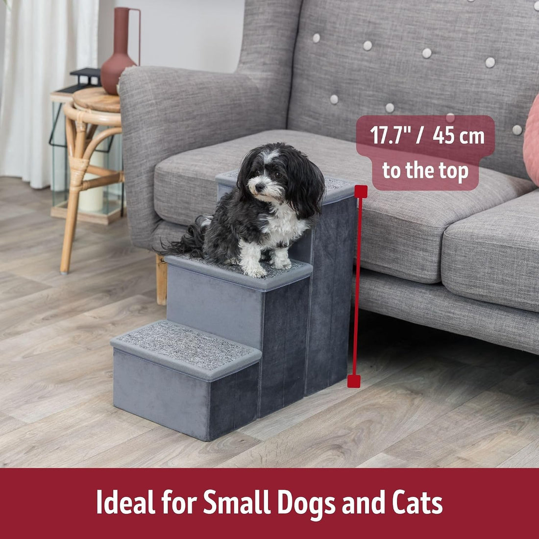 TRIXIE 3-Step Velour Pet Stairs