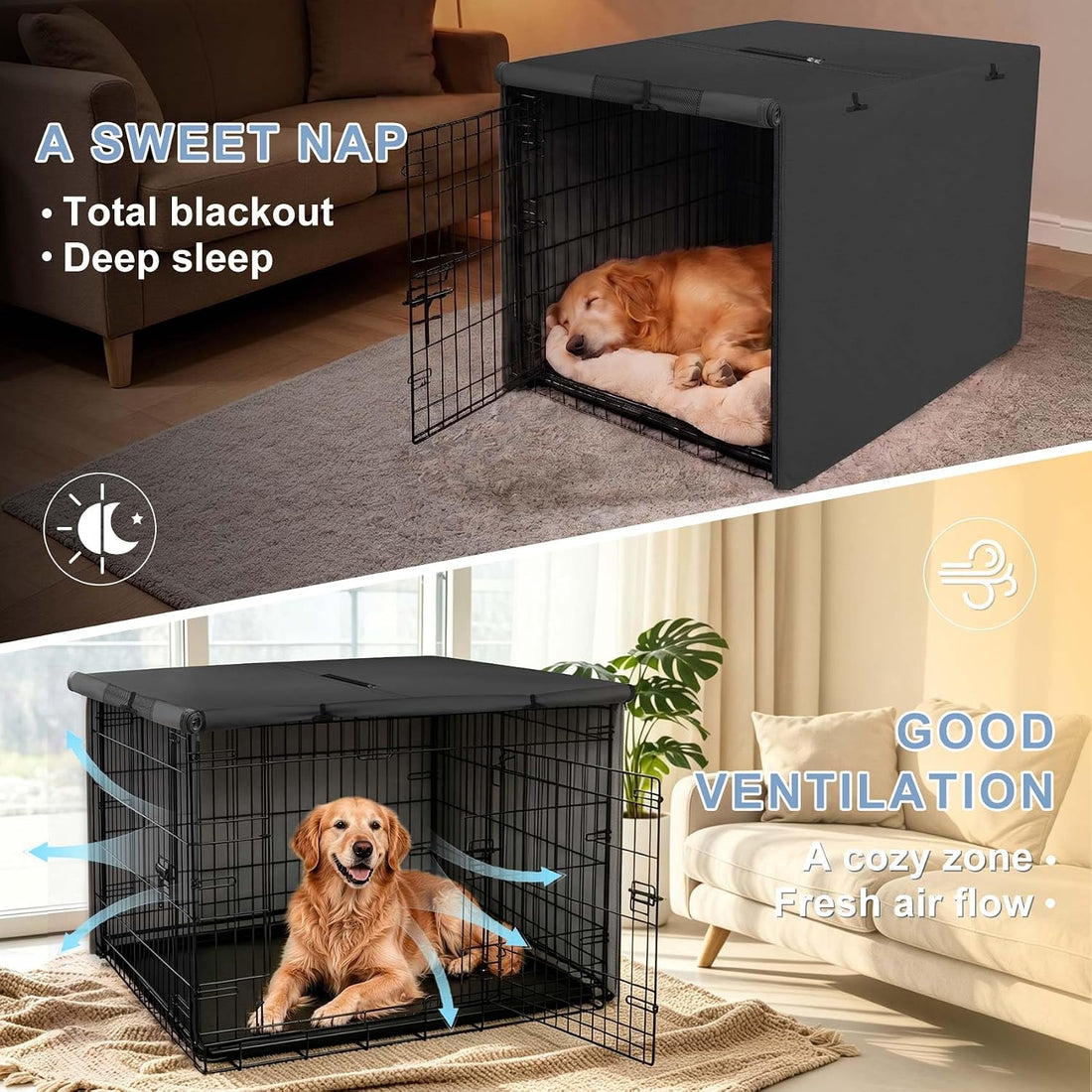 Explore Land Dog Crate Cover Heavy Duty Polyester Pet Kennel Sunshade
