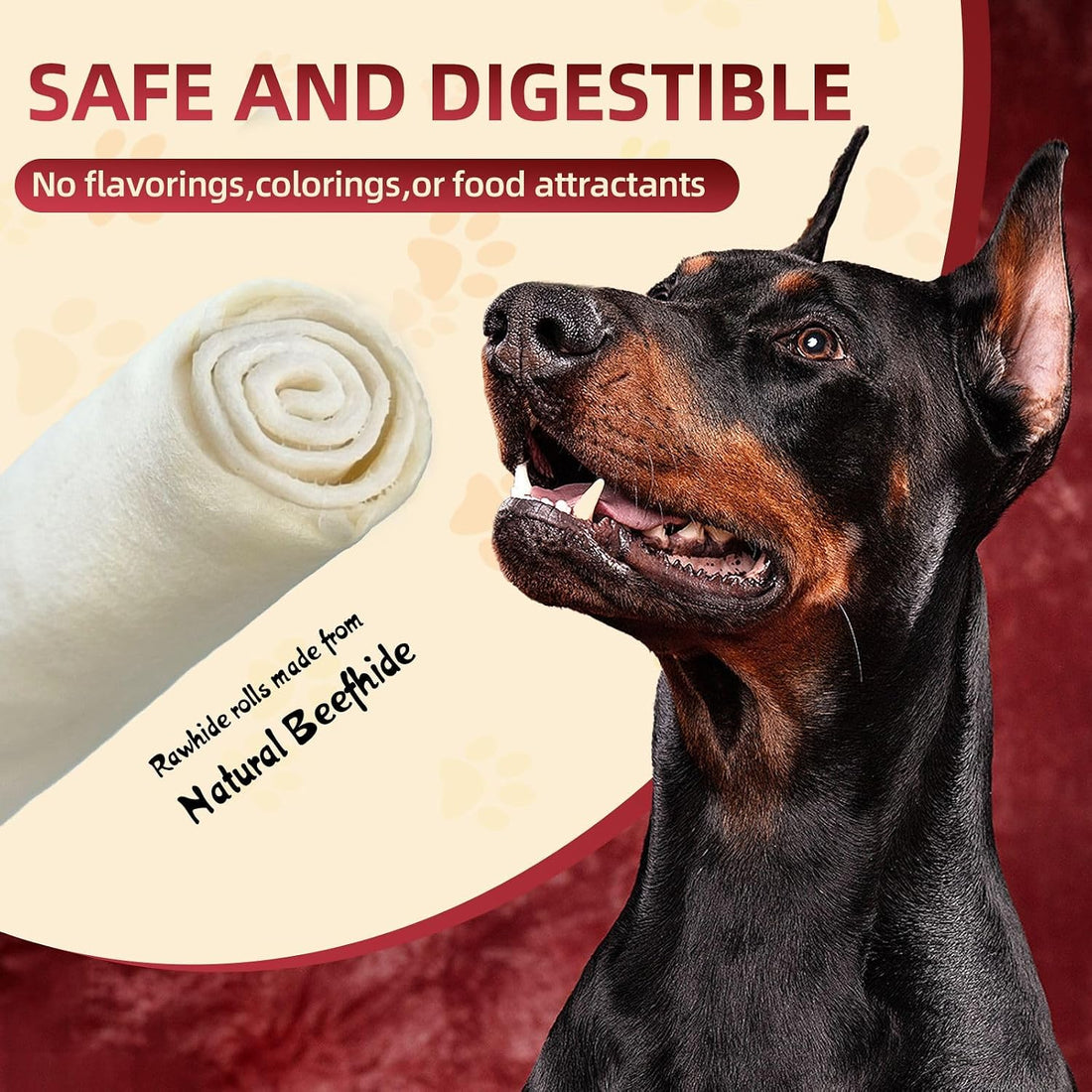FidoFlix Dog Rawhide Chews,Long Lasting Rawhide Rolls Rawhide
