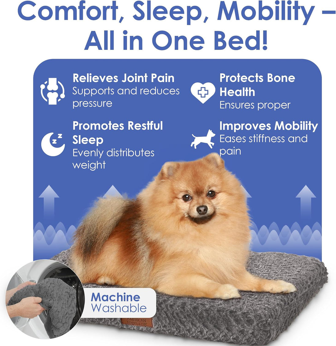 AKC Orthopedic Memory Foam Dog Crate Mat, 24" x 19"