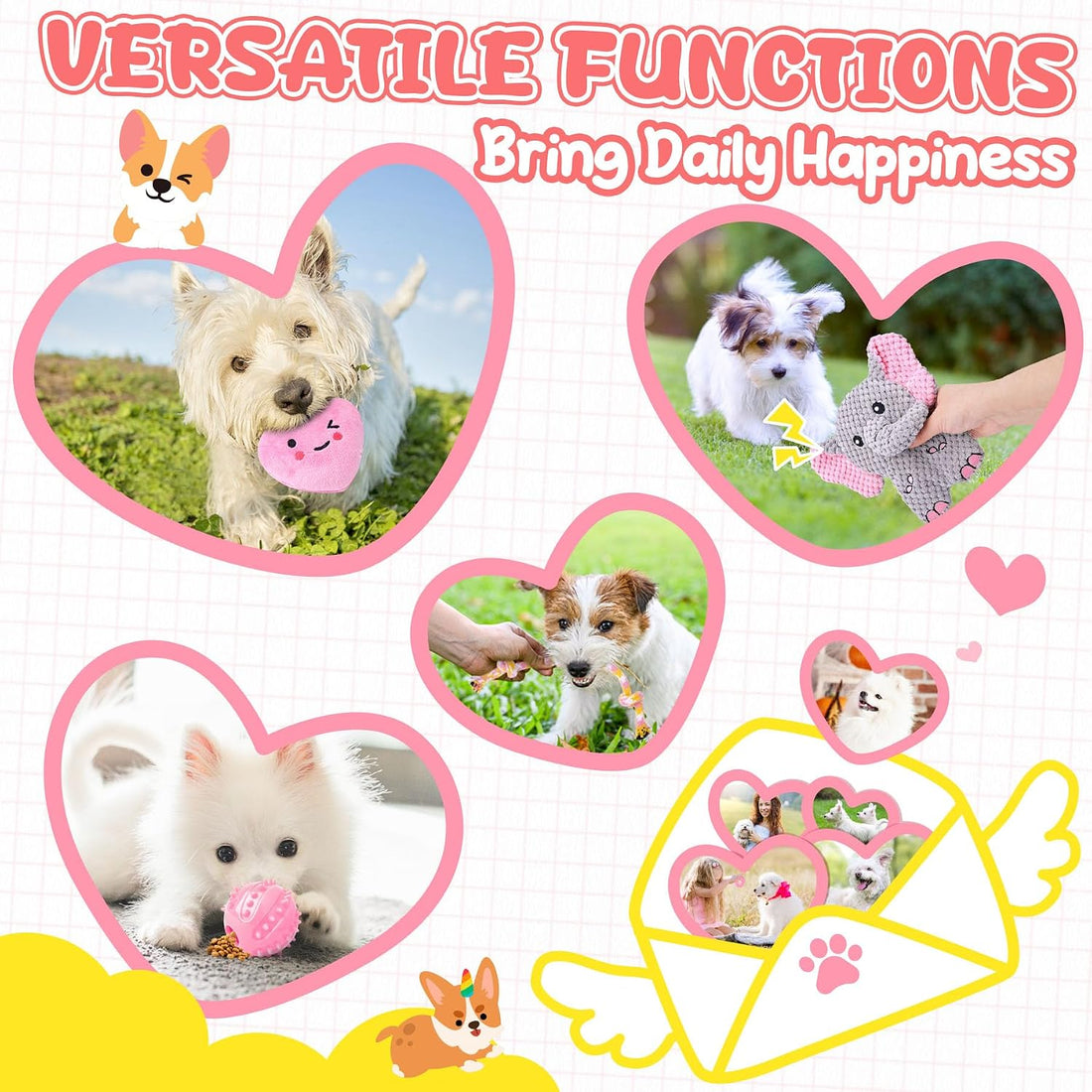 XIUGOAL Pink Puppy Toys - 9 Pack Puppy Chew Toys for Teething