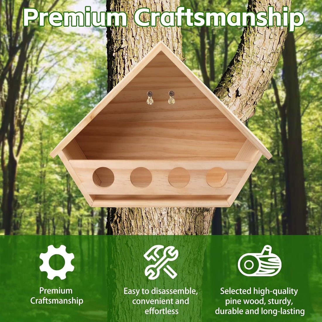 Dove Bird House for Outside, Wooden Mourning Dove Nesting Box