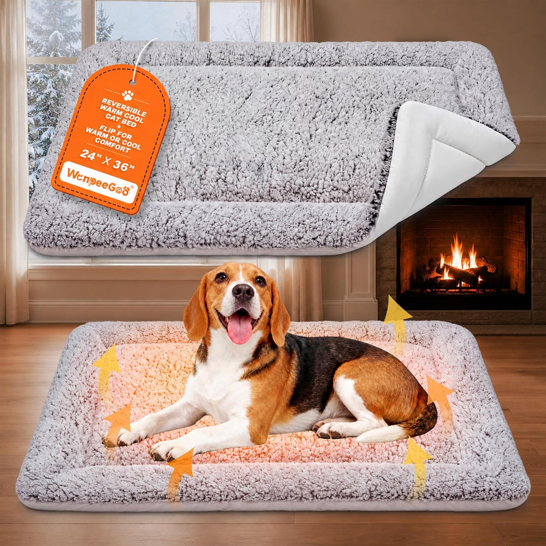 Self Warming Cat Bed, Reversible Self Heating Cat Pad, Dark Brown