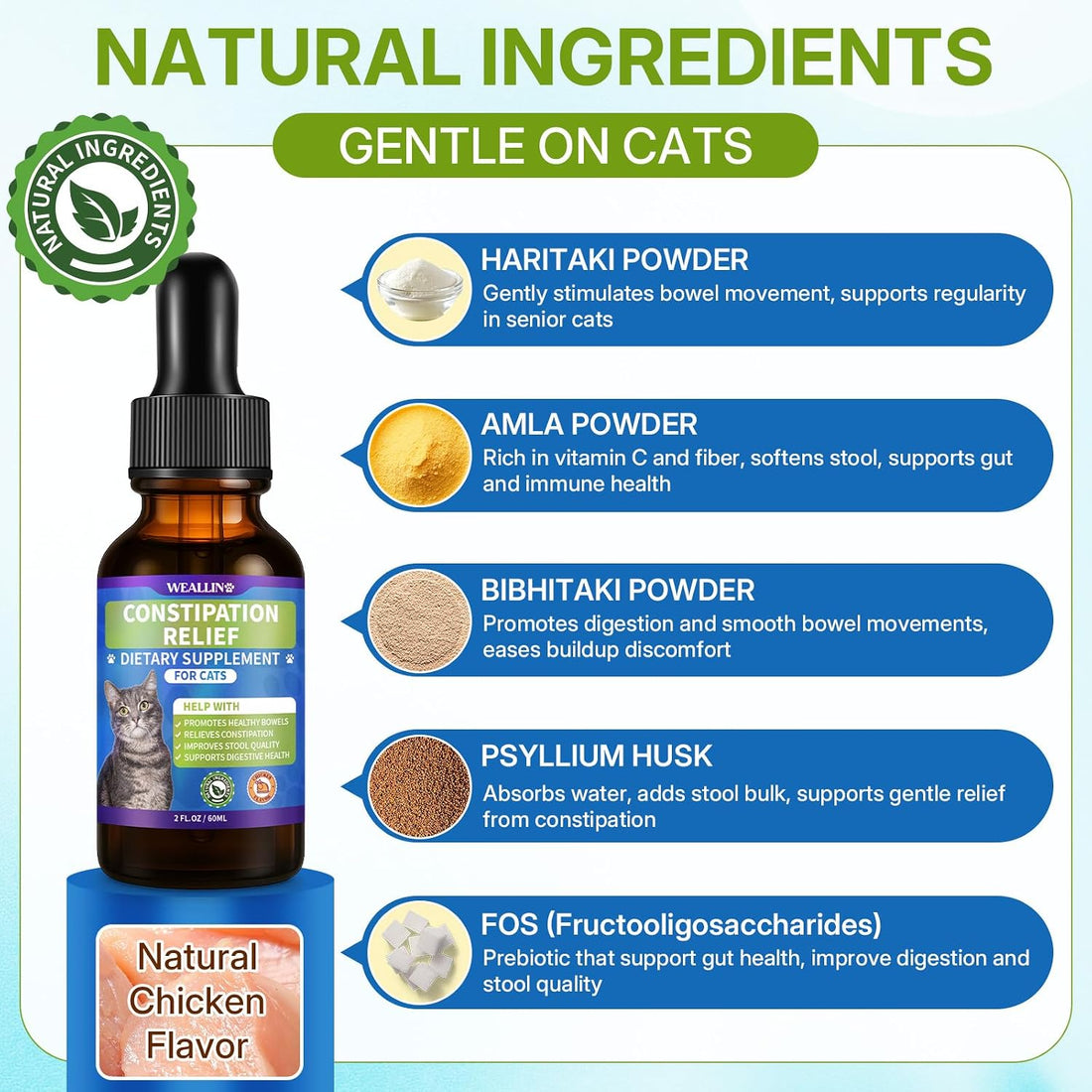 Cat Constipation Relief, Promotes Digestive Chicken Flavor Health 60
