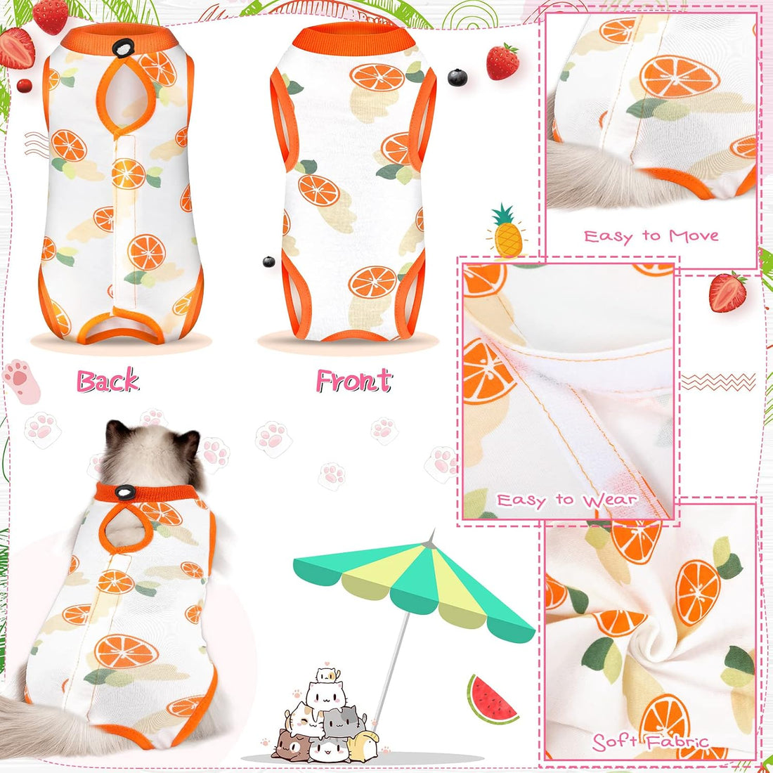 Nuanchu 3 Pieces Cat Recovery Suit Kitten Recovery Suit E-Collar