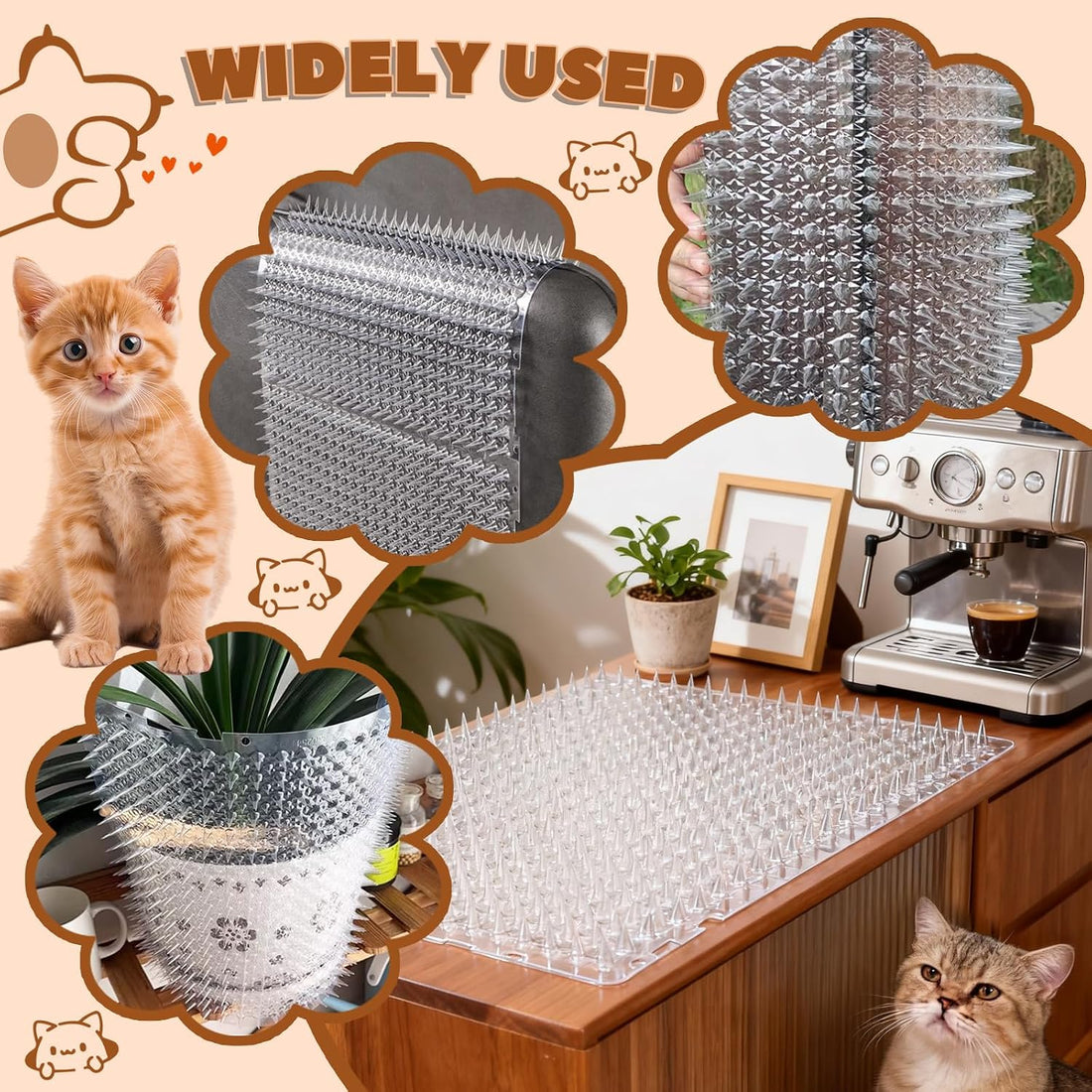 12Pack 16 x 13 in Scat Mat for Cats, Cat Repellent Mat with Spikes