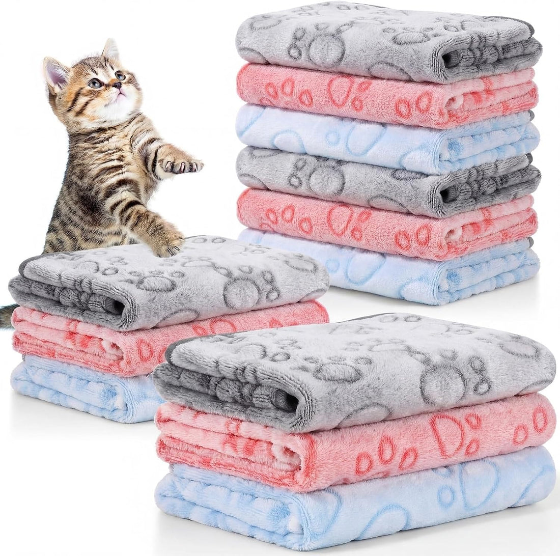 Tegeme 12 Pcs Puppy Blanket for Litter Dog Cat