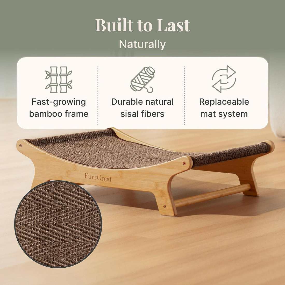 XL Sisal Cat Scratcher Bed with Elevated Hammock for Indoor Cats