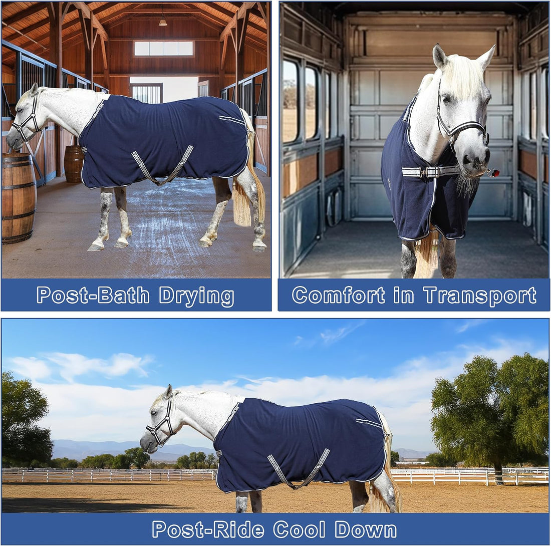Horse Fleece Cooler Blanket, Moisture Wicking Post-Workout Drying