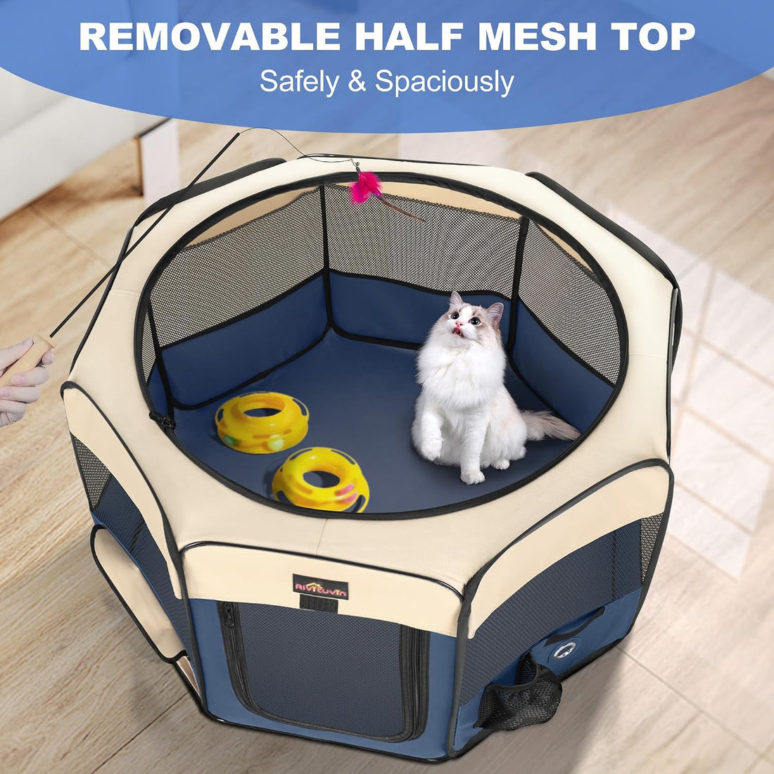 Aivituvin Dog Playpen, Foldable Pet Play Pens with Carrying Bag