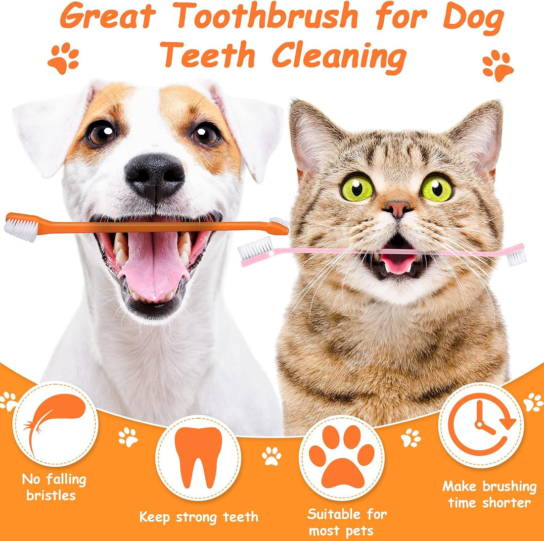 Honeydak Dog Toothbrush Bulk Dual Headed Dental Brushes Dogs Tooth