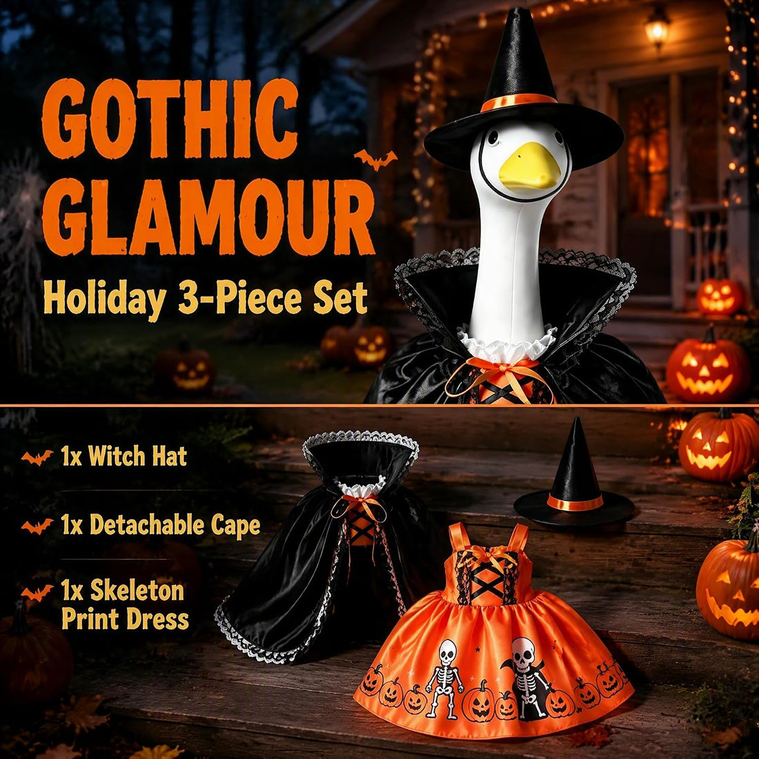 Porch Goose Halloween Outfit, 23-Inch Lawn Goose Costume Set