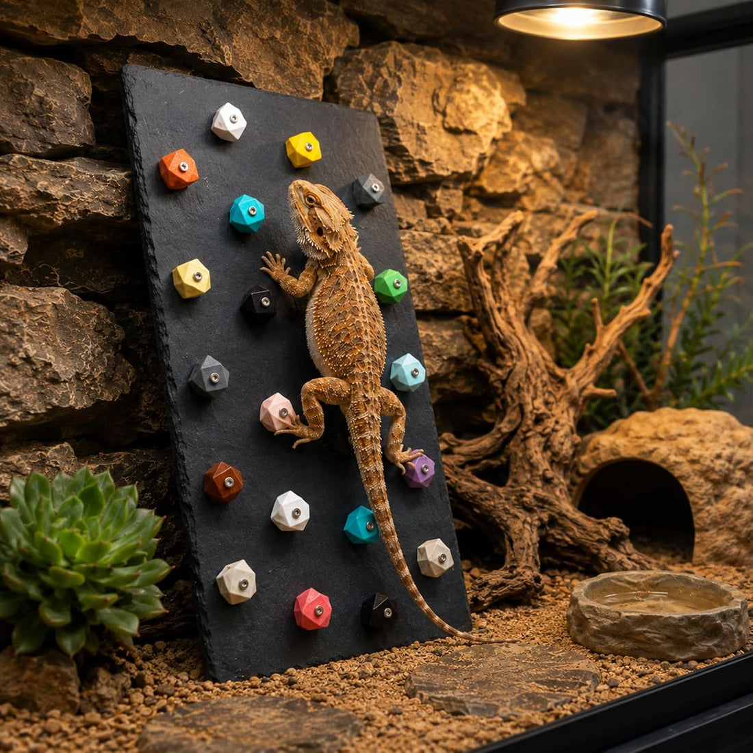Large Bearded Dragon Climbing Wall, Natural Slate Board