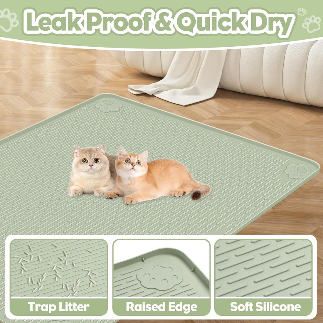 Silicone Cat Litter Mat for Litter Box 40”x28” Large Cat Mat