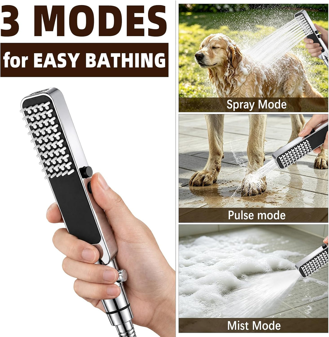 YDmeet High Pressure Dog Shower Attachment with Outdoor Adapter