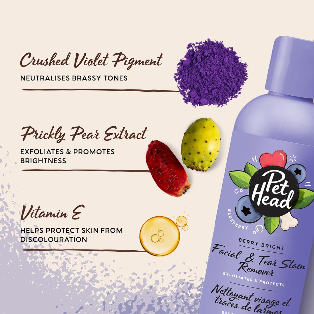 Pet Head Berry Bright Facial & Tear Stain Remover for Dogs