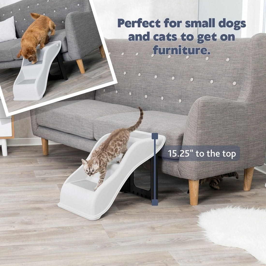 TRIXIE Lightweight 3-Step Pet Stairs, Gray