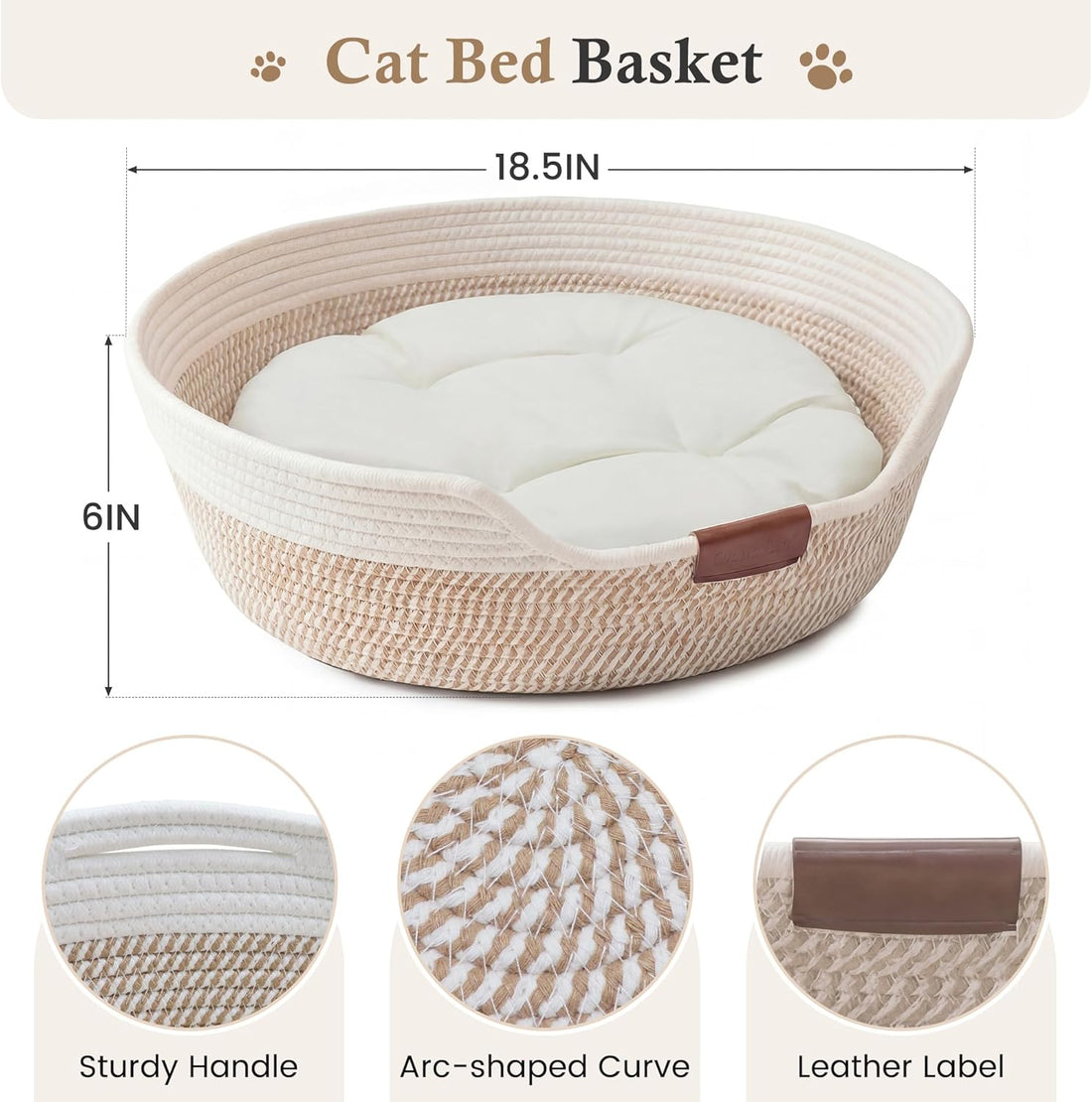 YOUDENOVA Stimulicat Handwoven Cat Basket Bed with Cushion