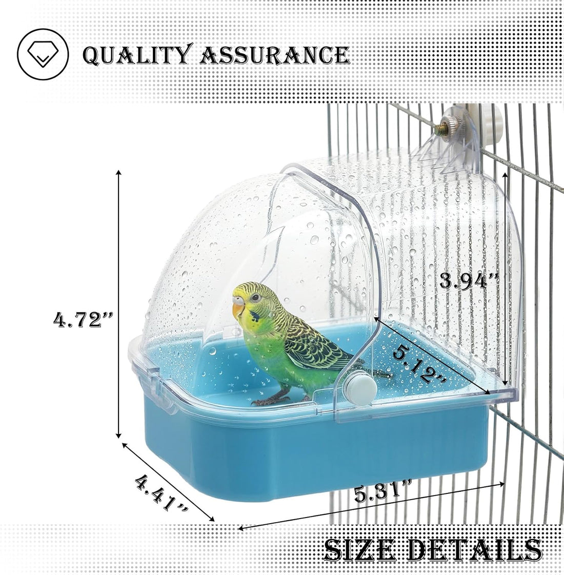 Bird Bath for Cage Hanging Bird Bathtub with Detachable Drawer