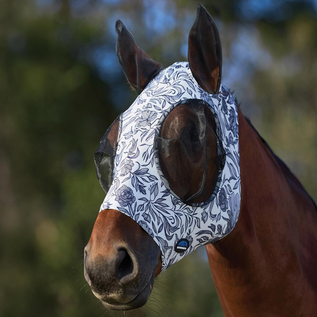 WeatherBeeta ComFiTec Stretch Fly Mask with Ears, Navy/Black, Large