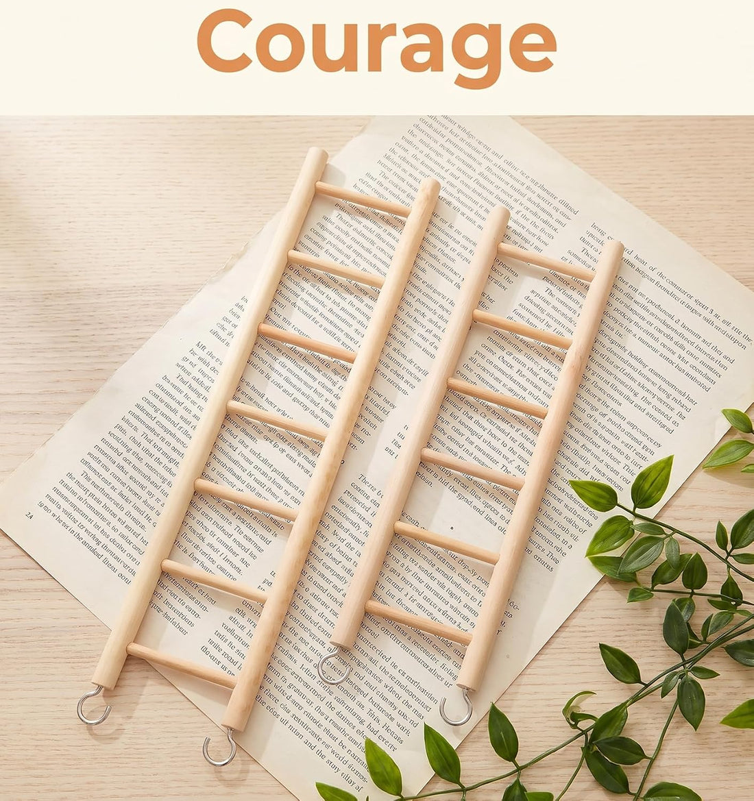 2 Pack Bird Ladder, Bird Cage Ladder Wooden 36 cm & 28 cm