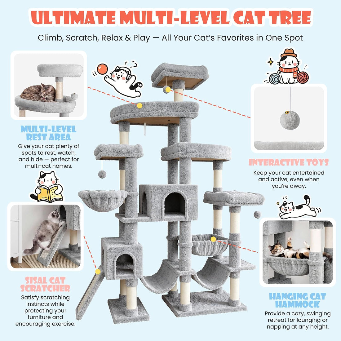 SHA CERLIN 83 in Cat Tree Tower for Indoor Adult Felines