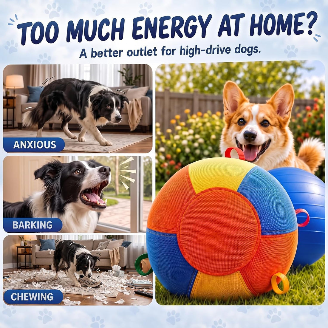 18-Inch Herding Ball for Dogs, Thick Cover for Rough Play