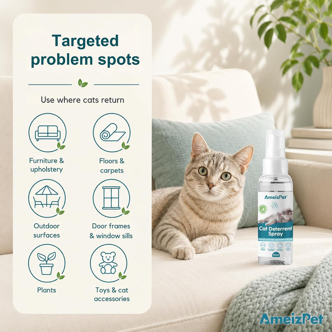 AmeizPet Cat Scratching Deterrent Spray, 1.69 fl oz (50 ml)