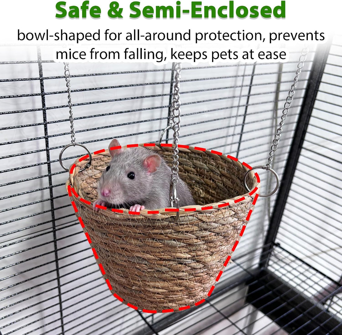 Natural Grass Rat Hammock for Cage, Tightly Woven Non-Collapse