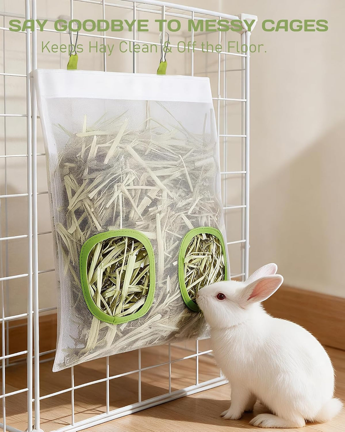 2Pcs Mesh Rabbit Hay Feeder Bag for Bunny, Guinea Pigs, Chinchillas