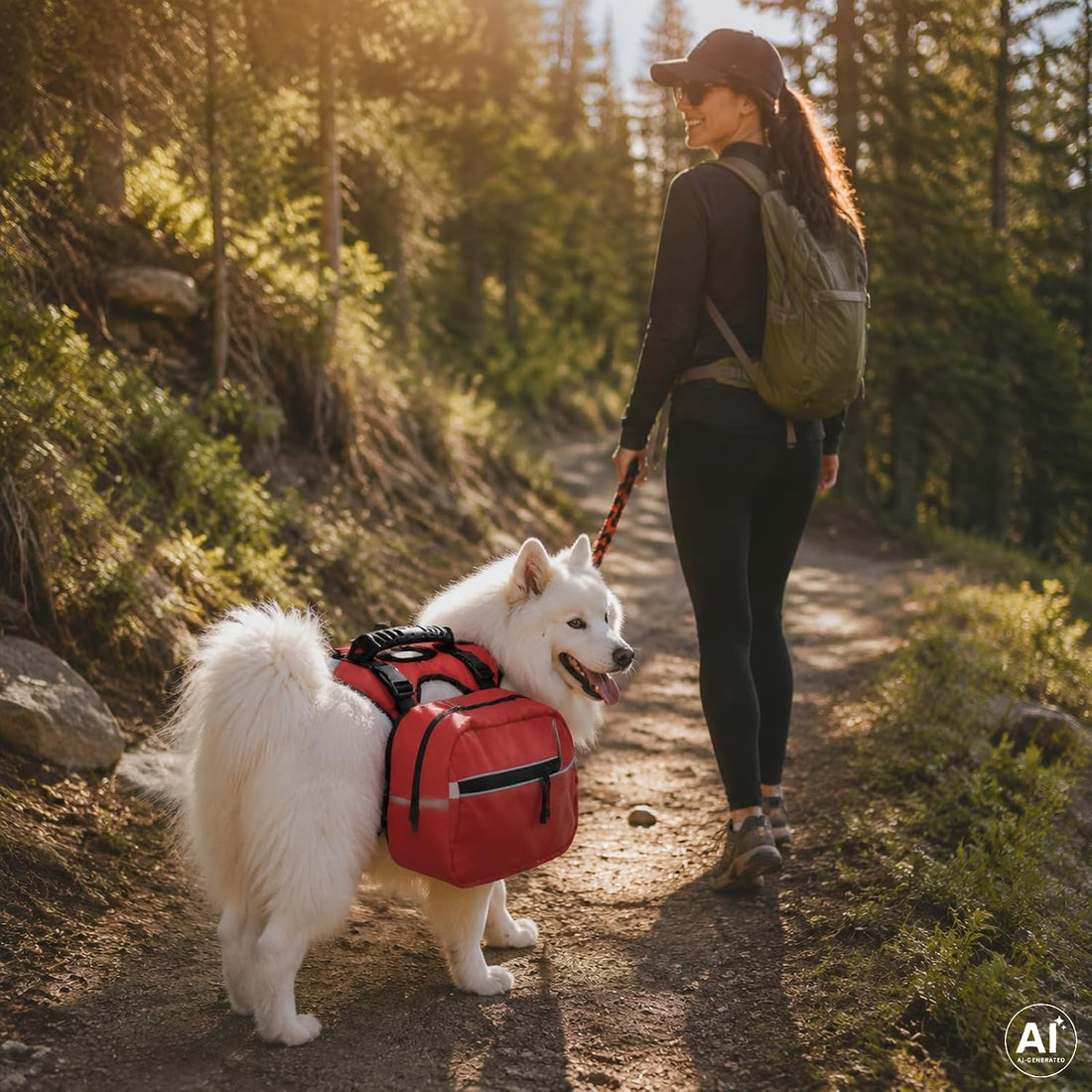 Dog Hiking Backpack, Dog Harness with Pockets Lightweight 2 in 1