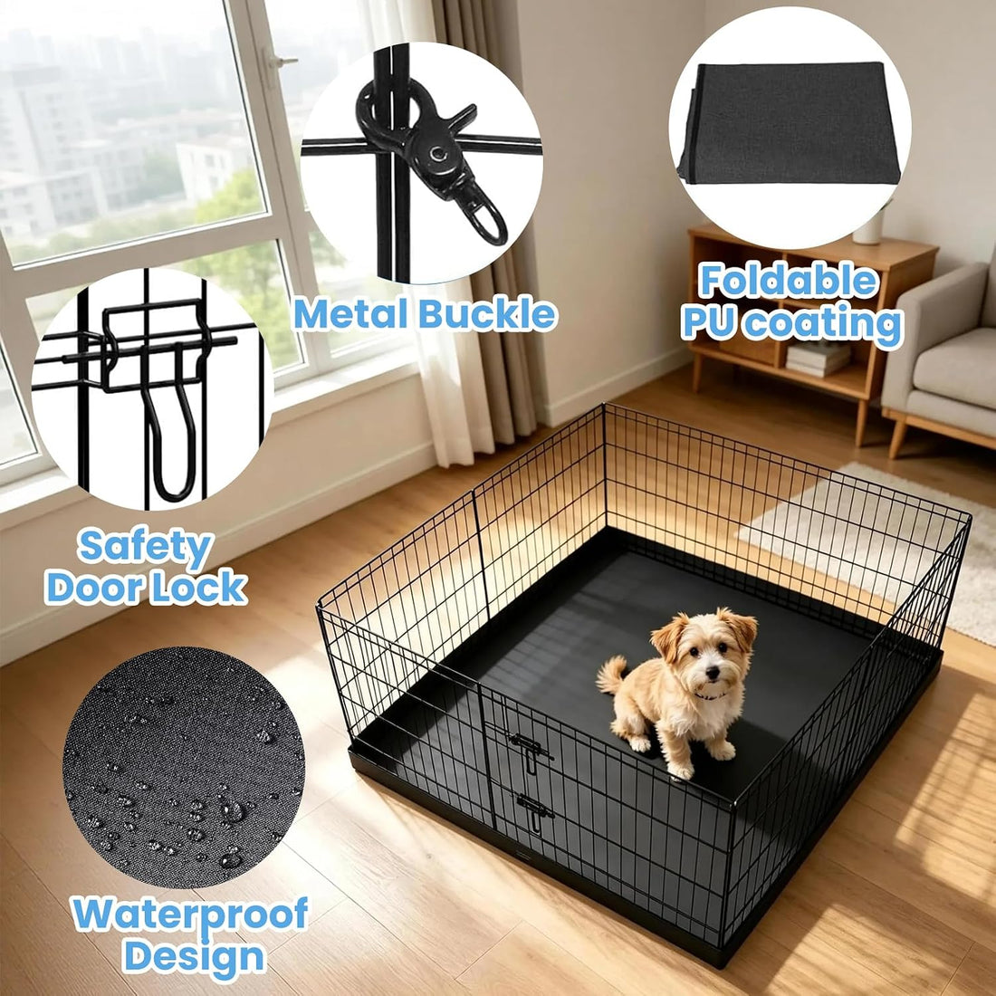 PEEKABOO Square Dog Playpen Bottom Pad for 8-Panel Pens, 48 x 48 in