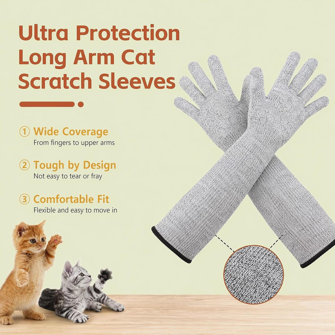 Cat Gloves Bite Proof,15.7" Grooming Gloves for Cats Cat Handling