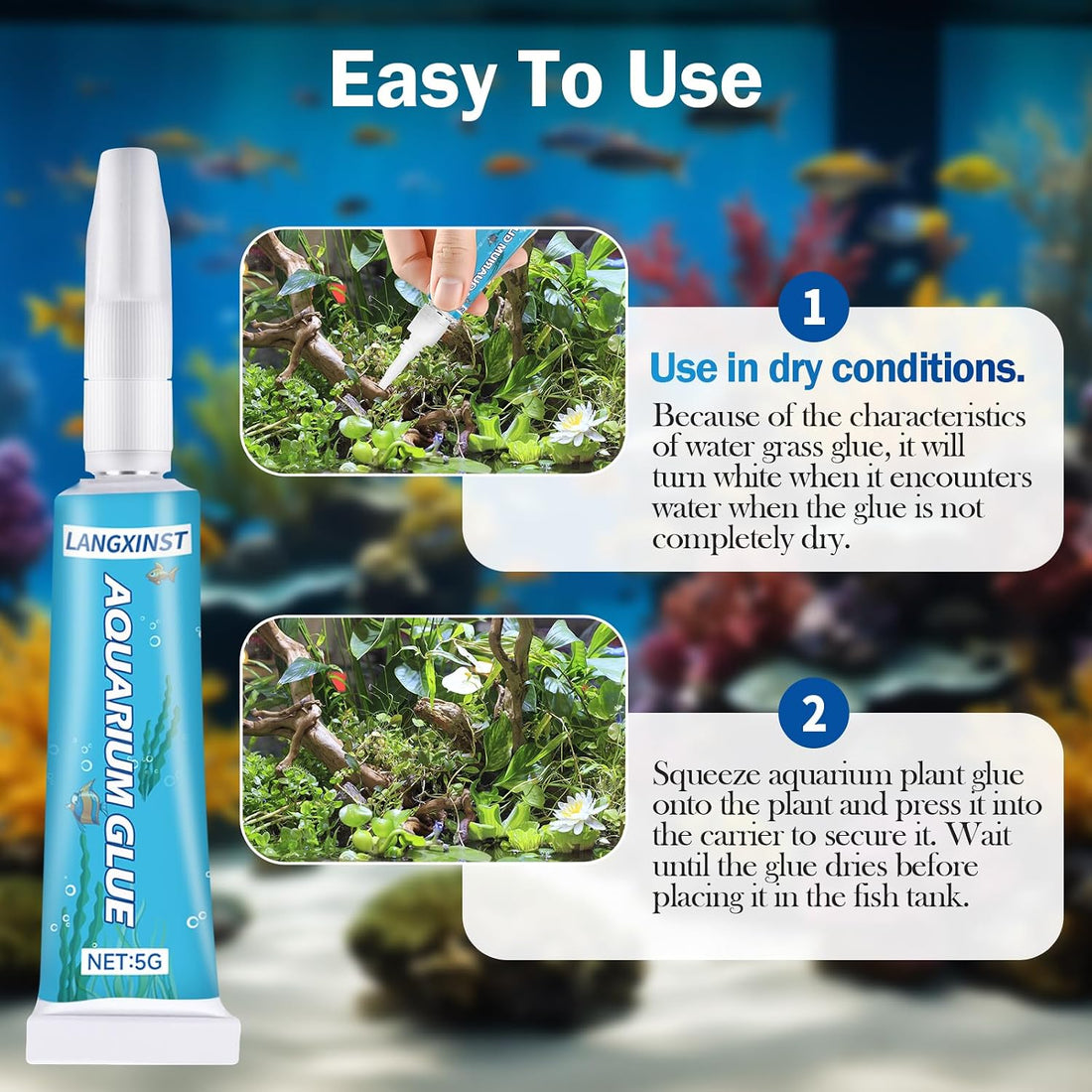 Aquarium Super Glue Gel Fish Safe for Coral, Moss and Plants